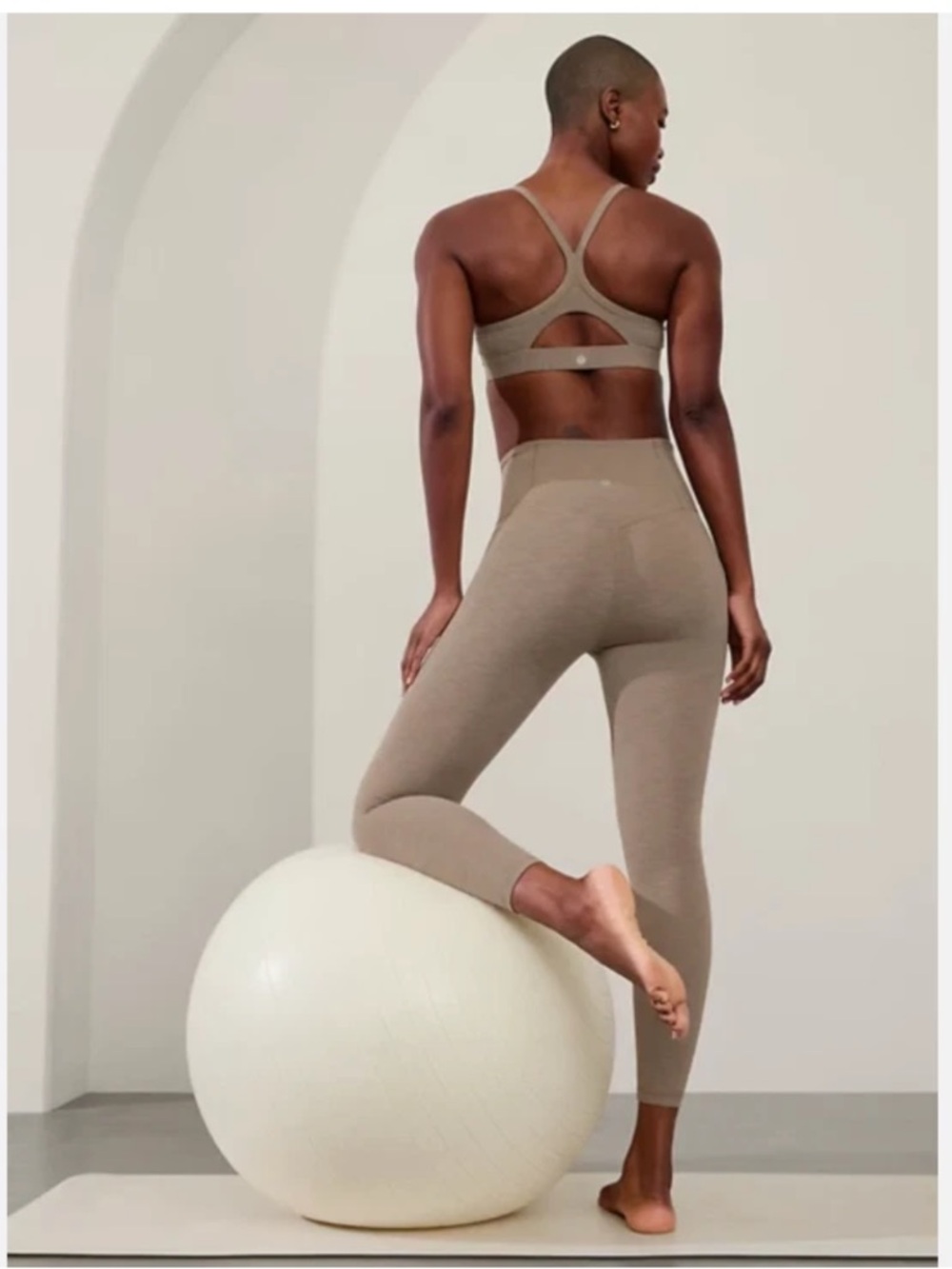 Athleta Ultra High Rise Elation 7/8 Tight Leggings ~Brown/Tan Heathered~NWT•XXS
